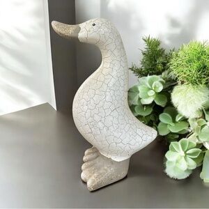 Cute Vintage Ceramic Duck with Crackle Look